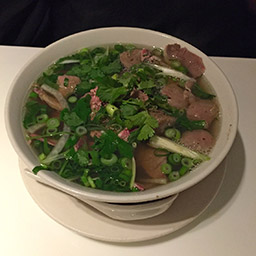 Classic beef pho, with extra meatballs